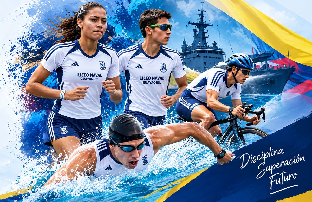 Deportistas del Liceo Naval en una composición deportiva